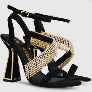 Glamorous Black and Gold Women's Heels
